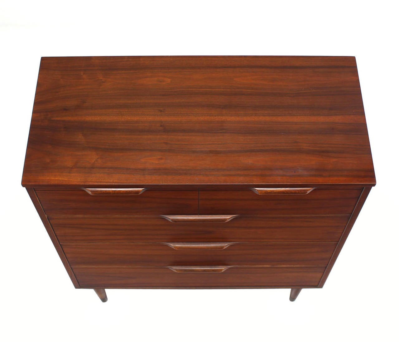 Mid Century Modern Walnut High Chest Dresser 4 Drawers. at 1stdibs