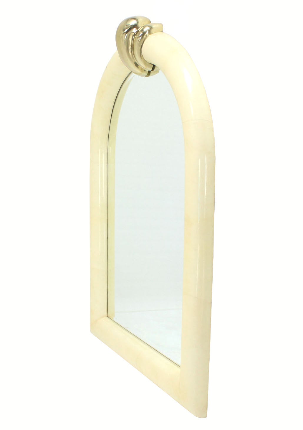 Mid-Century Modern Large Arch Dome Shape Goatskin Wall Mirror For Sale