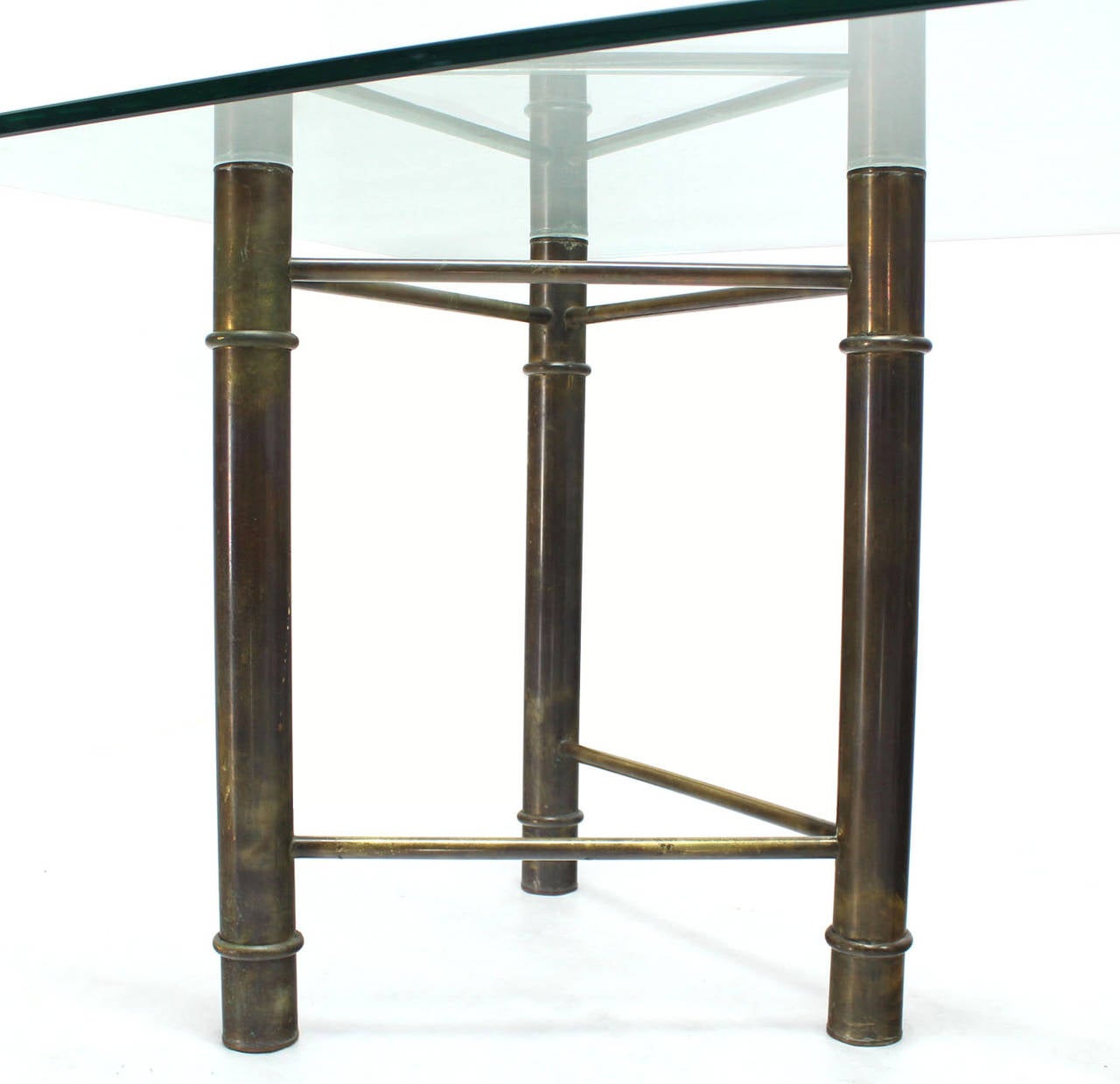 Faux bamboo solid brass base dining or conference table.