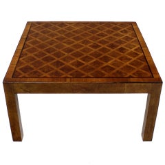 Marquetry Mid-Century Modern Burl Walnut, Rosewood Coffee Table