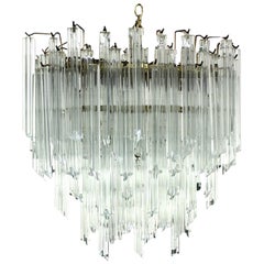 Camer Mid-Century Modern Murano Chandelier Glass Prisms Light Fixture