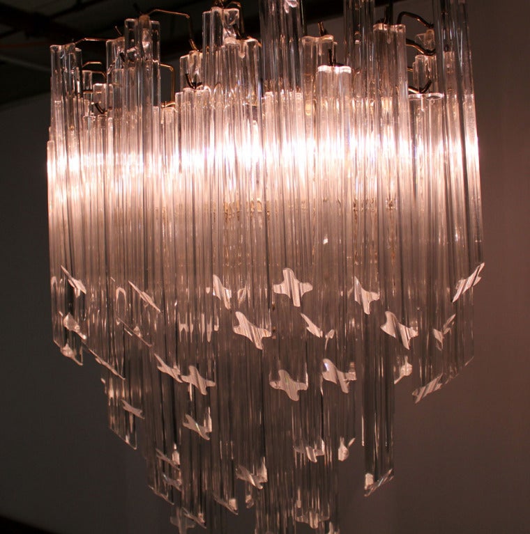 Metal Camer Mid-Century Modern Murano Chandelier Glass Prisms Light Fixture