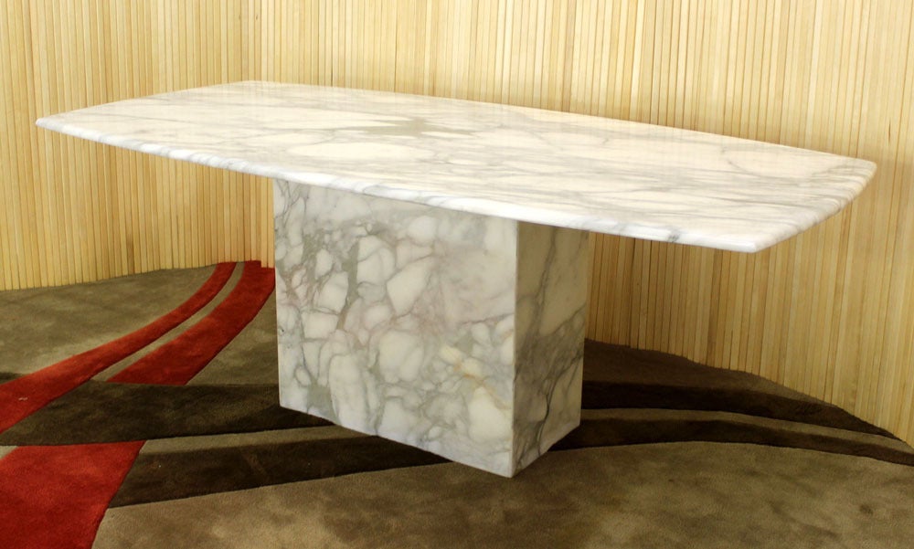 Mid Century Modern Single Pedestal Marble Top Dining Table at 1stDibs