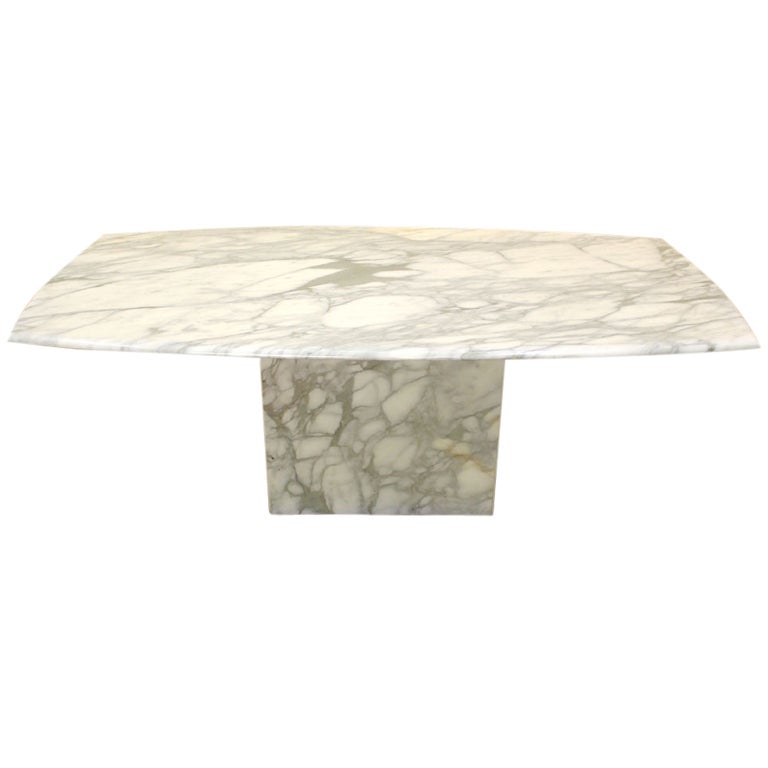 Mid Century Modern Single Pedestal Marble Top Dining Table at 1stDibs