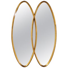 Dual Interlocking Oval Gold Frame Mirror