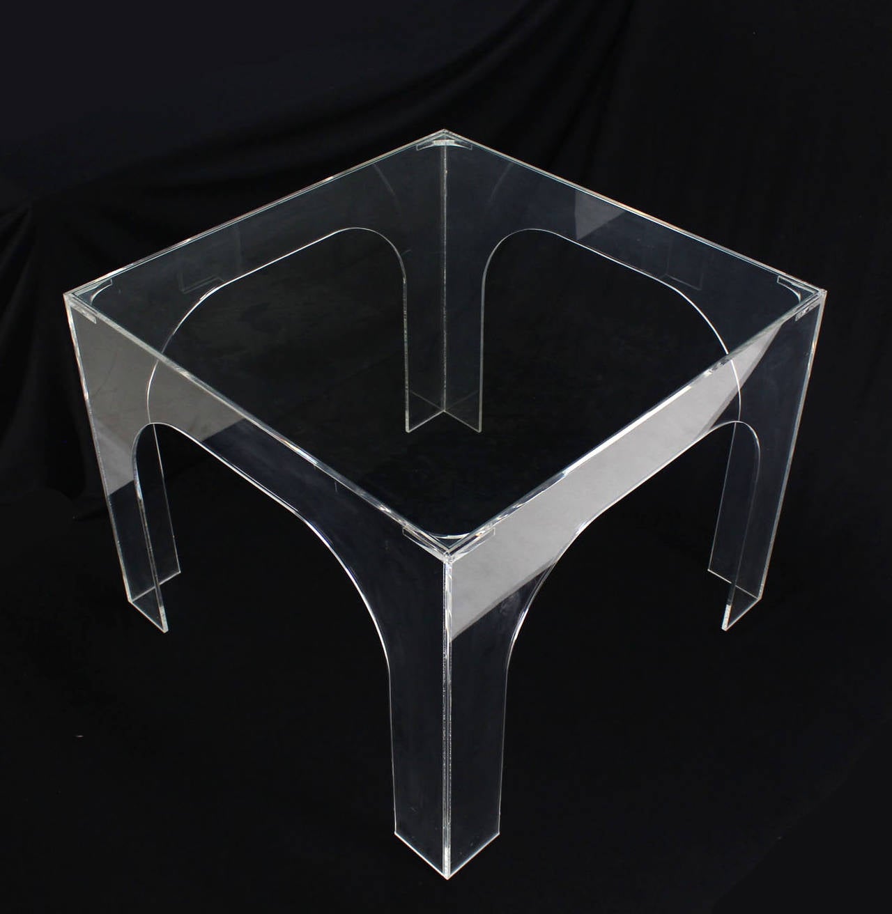 American Lucite and Glass Mid Century Modern Square Dining or Game Table