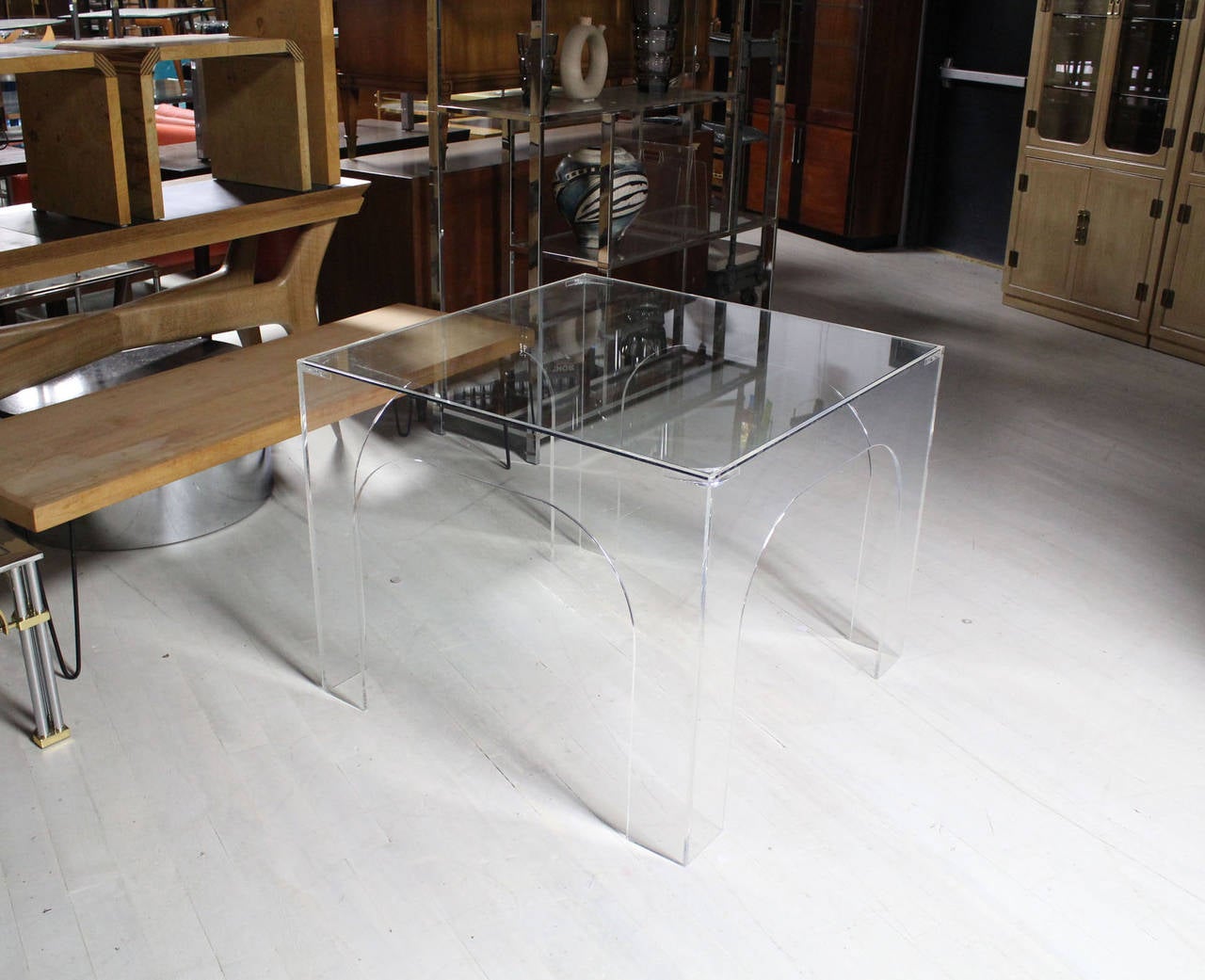 Mid Century modern lucite game or small dining dinette table.