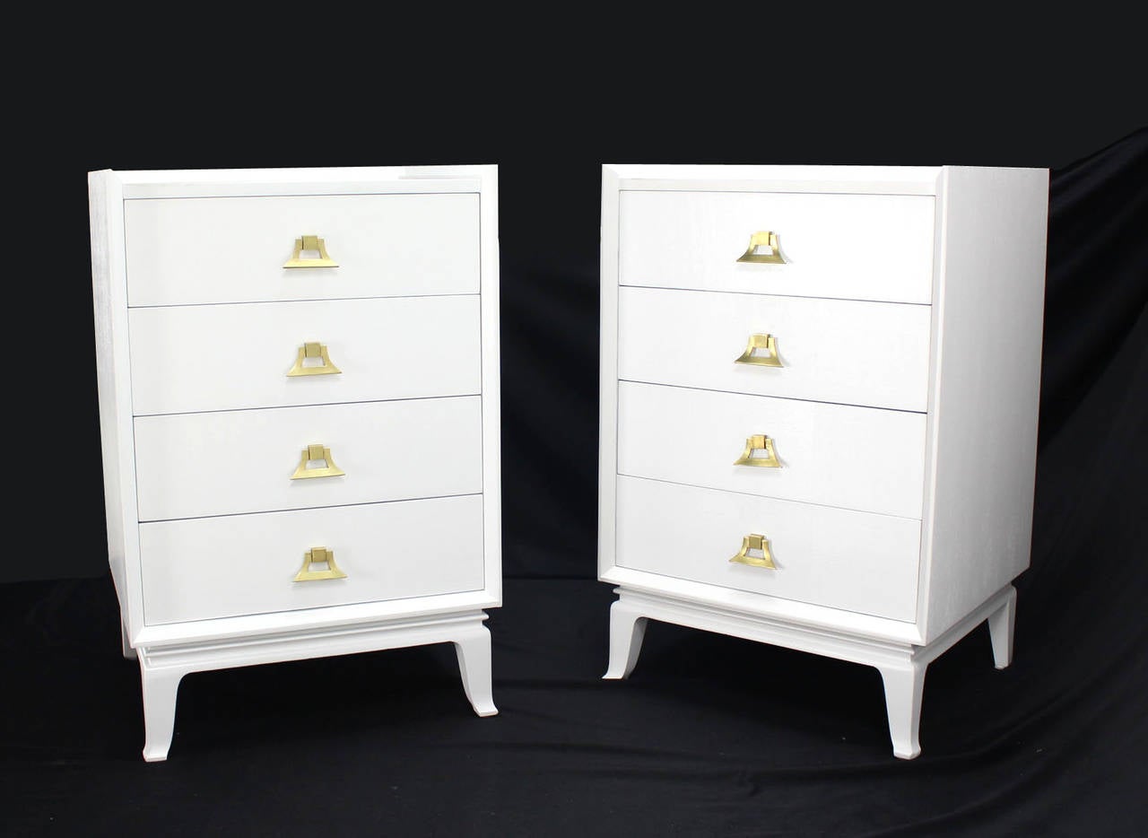 Very nice pair of small white lacquer bachelor chests.