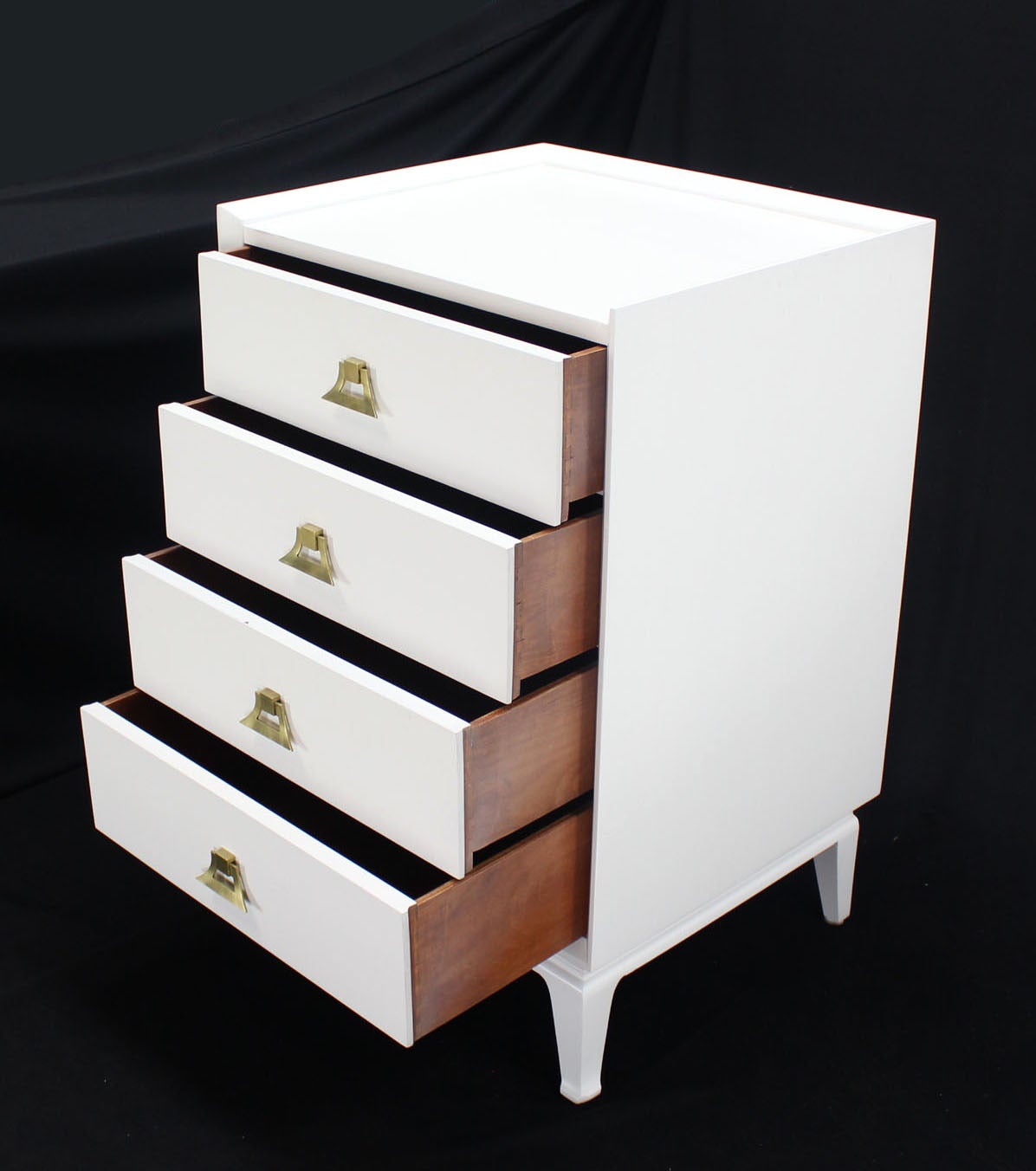 Lacquered Pair of White Lacquer Brass Pulls High Chest Stands For Sale