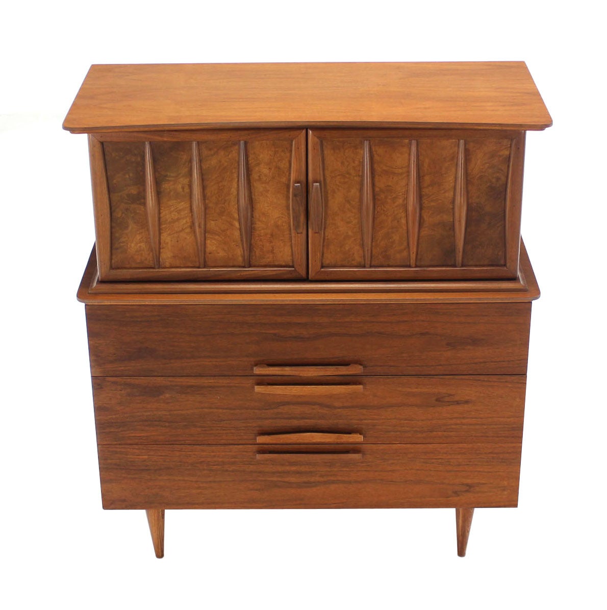 Very nice mid century modern walnut high chest or dresser.