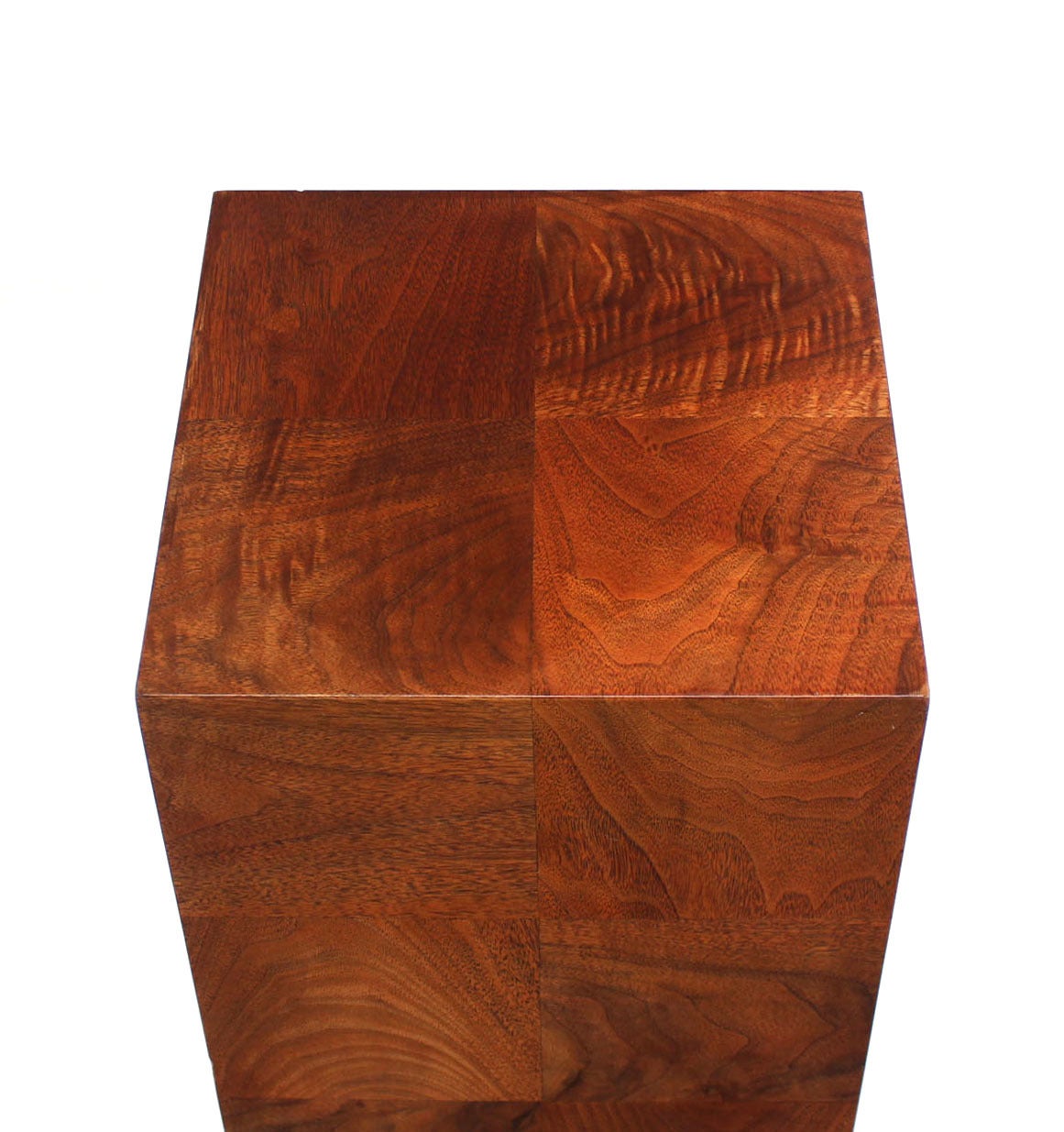 Lacquered Burl Walnut Patch Work Square Tall Pedestal 