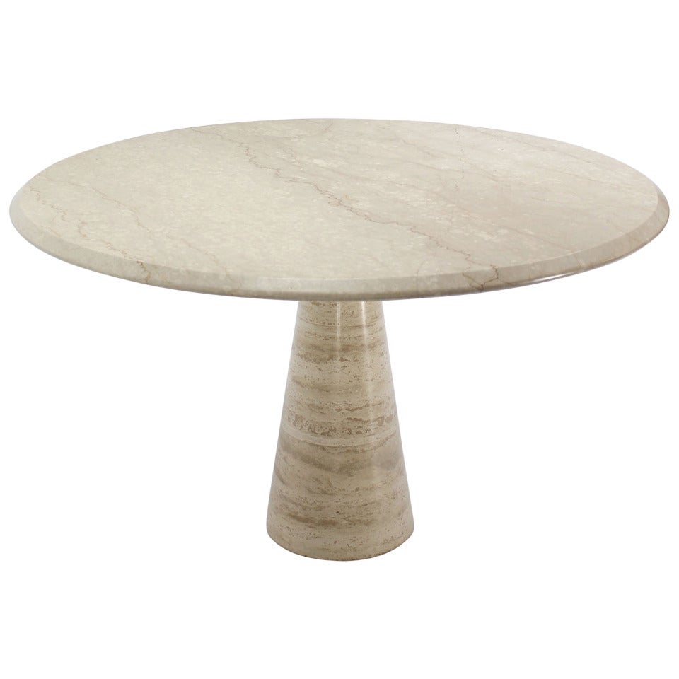 Single Pedestal Travertine Round Dining Table Mangiarotti