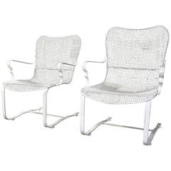Pair of Mid-Century Modern Rocking Wire Mesh Chairs by Russell Woodard