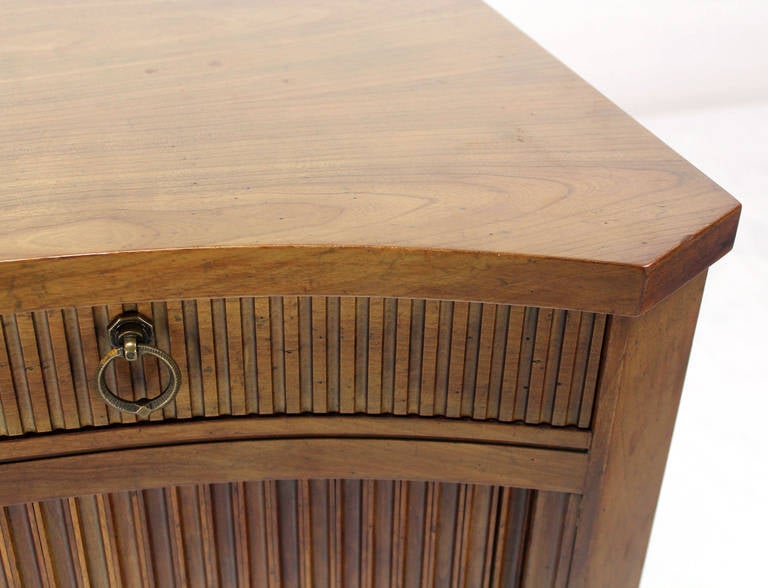 Mid-Century Modern Baker Mid Century Modern Curved Front Tambour Doors Fruitwood Server