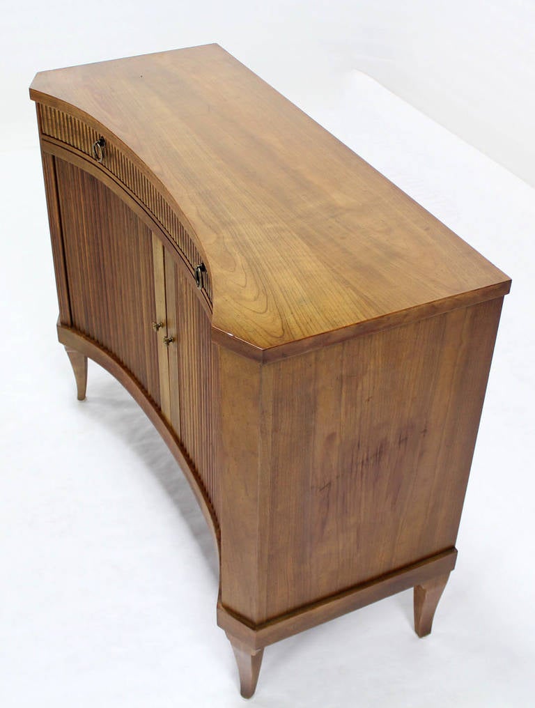 Baker Mid Century Modern Curved Front Tambour Doors Fruitwood Server 4