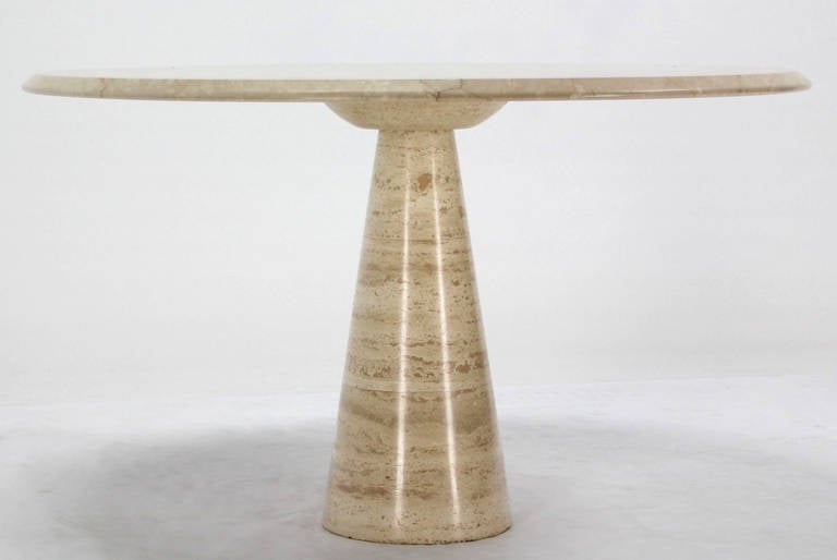 Single Pedestal Travertine Round Dining Table Mangiarotti 1
