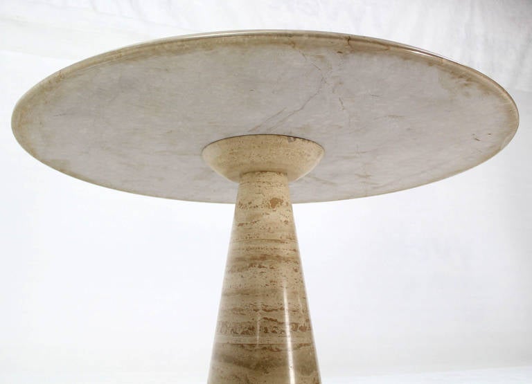 Single Pedestal Travertine Round Dining Table Mangiarotti 3