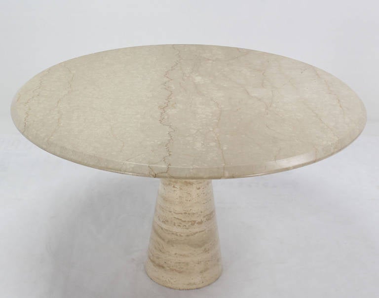 Single Pedestal Travertine Round Dining Table Mangiarotti 4