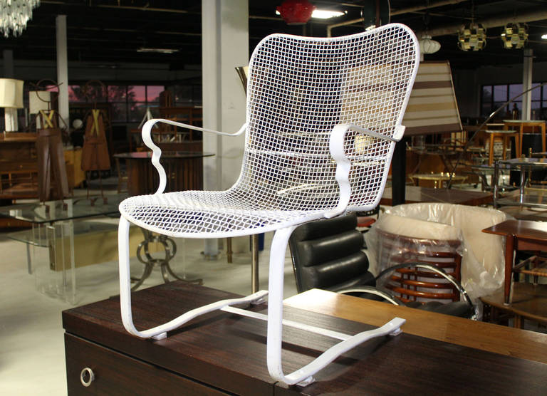 Pair of Mid-Century Modern Rocking Wire Mesh Chairs by Russell Woodard 1