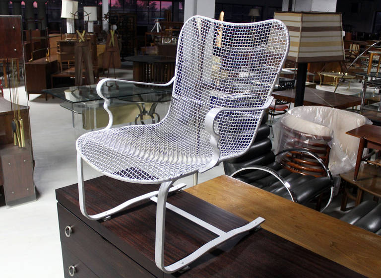 Pair of Mid-Century Modern Rocking Wire Mesh Chairs by Russell Woodard 3