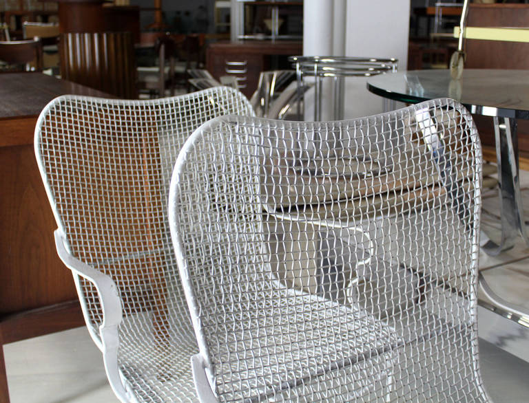Pair of Mid-Century Modern Rocking Wire Mesh Chairs by Russell Woodard 4