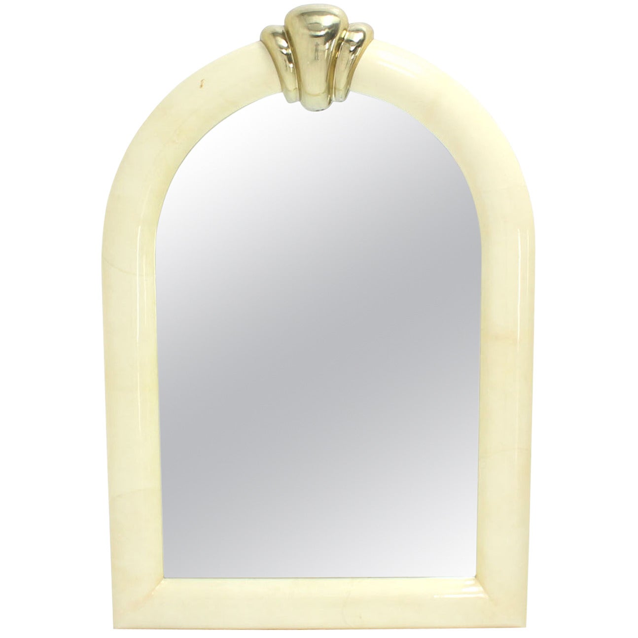 Large Arch Dome Shape Goatskin Wall Mirror For Sale