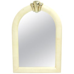 Vintage Large Arch Dome Shape Goatskin Wall Mirror