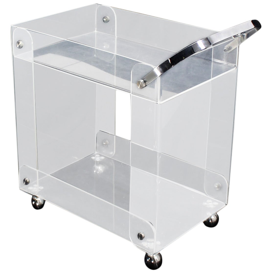 Geometrical Lucite Serving Tea Bar Cart on Wheels For Sale at 1stdibs