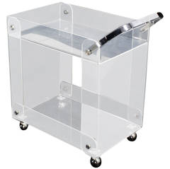 Geometrical Lucite Serving Tea Bar Cart on Wheels