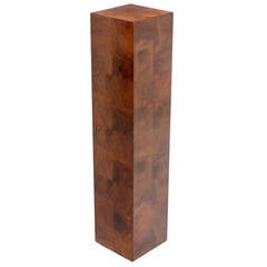 Burl Walnut Patch Work Square Tall Pedestal