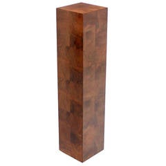 Burl Walnut Patch Work Square Tall Pedestal 