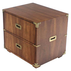 Two-Drawer Campaign Side Table with Cabinet