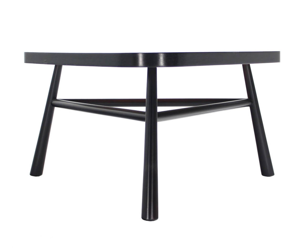 Black Lacquer Gibbings Triangular Coffee Side Occational Table In Excellent Condition For Sale In Rockaway, NJ