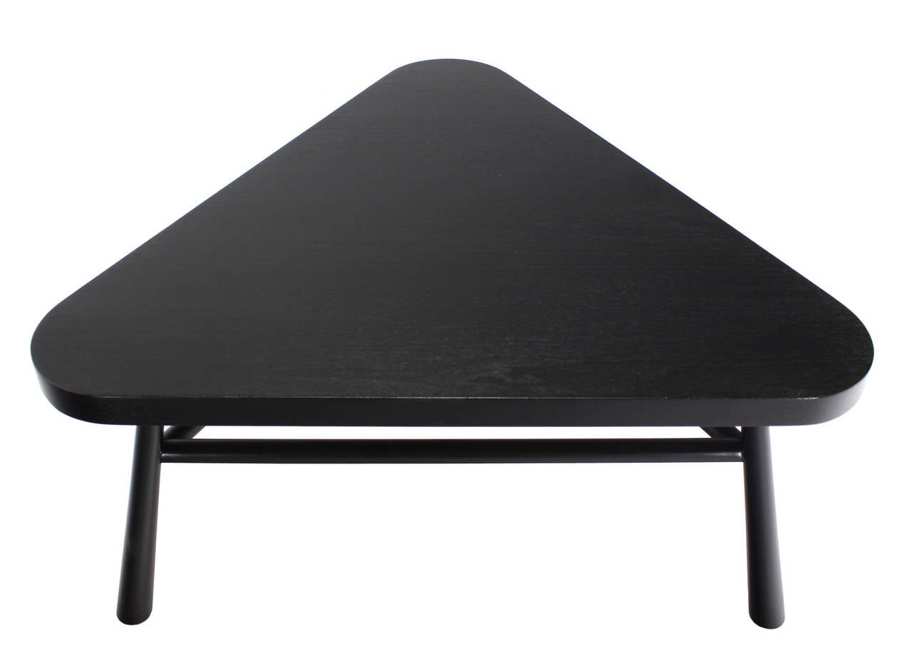 Black Lacquer Gibbings Triangular Coffee Side Occational Table For Sale 2