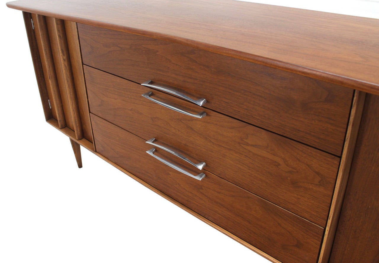 20th Century Mid Century Danish Modern Long Walnut Dresser Credenza