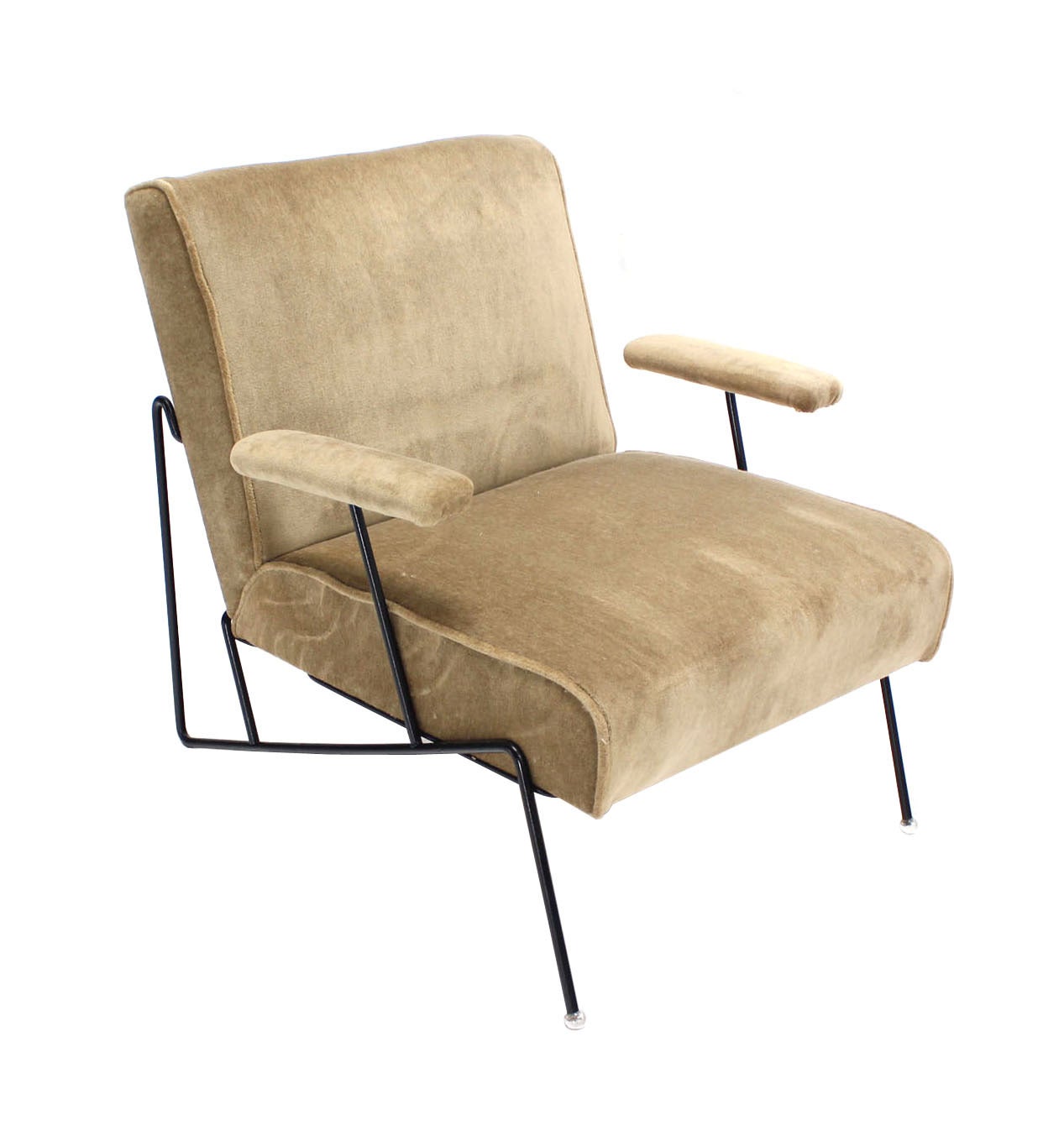 20th Century Wire Frame Lounge Chair and Ottoman in Style of Jean Royere