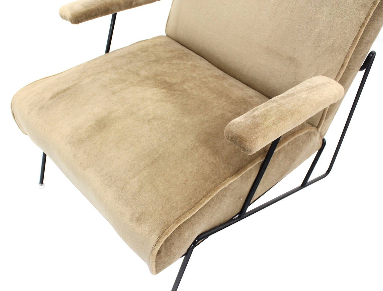 Wire Frame Lounge Chair and Ottoman in Style of Jean Royere 1
