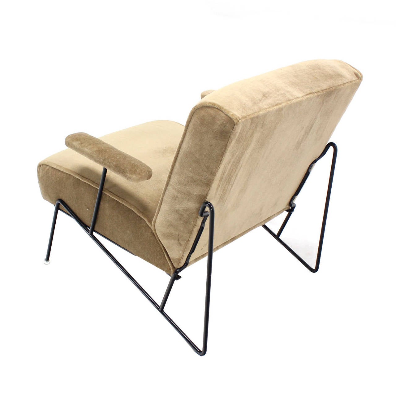 Wire Frame Lounge Chair and Ottoman in Style of Jean Royere 3