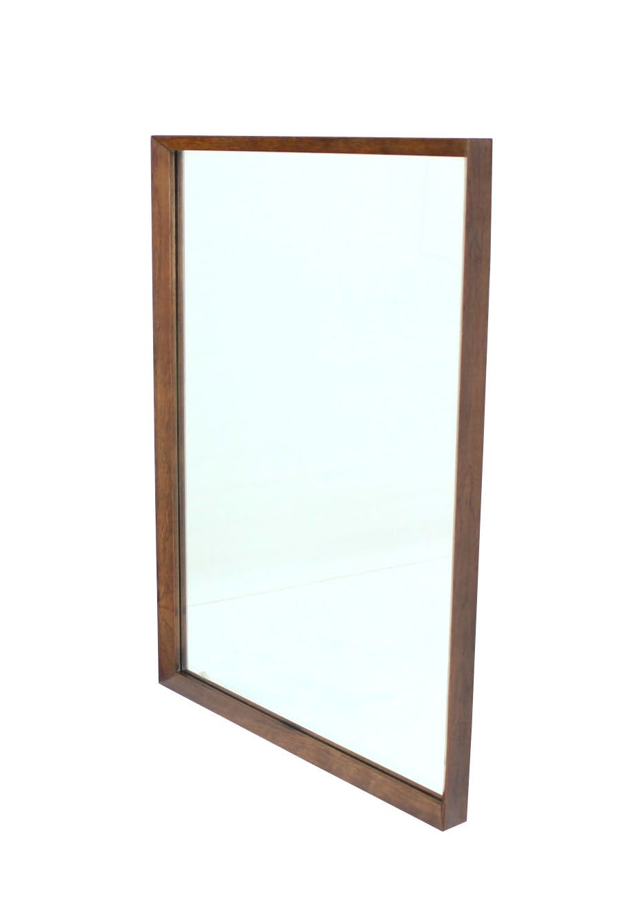 Mid-Century Modern Large Sleek Rectangle Walnut Frame Mirror