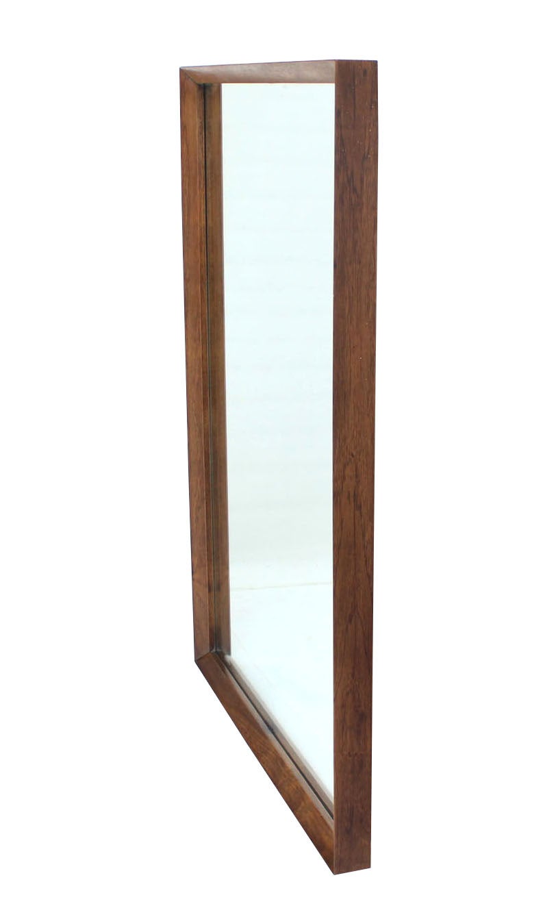 20th Century Large Sleek Rectangle Walnut Frame Mirror