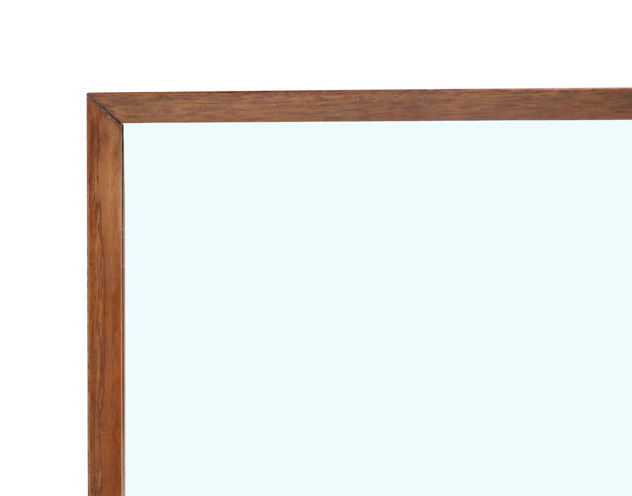 Large Sleek Rectangle Walnut Frame Mirror In Excellent Condition In Rockaway, NJ
