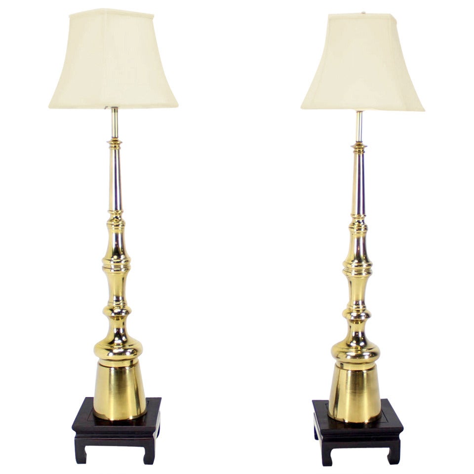 Pair of Large MidCentury Modern Metal FinialShape Floor Lamps on