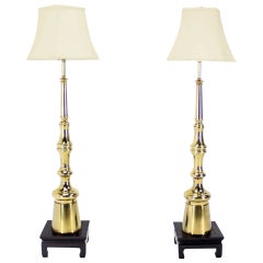 Pair of Large Mid-Century Modern Metal Finial-Shape Floor Lamps on Stands