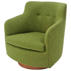 Milo Baughman for Thayer Coggin Thick Wool Upholstery Barrel-Back Lounge Chair 11