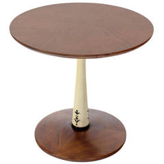 Mid-Century Modern Solid Walnut Weighted Base Round Side Table 8