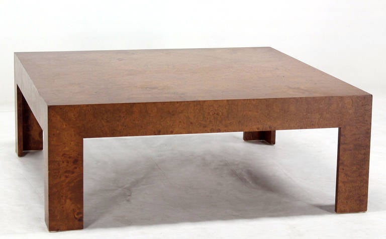Mid-Century Modern Large Square Burl Walnut Coffee Table by Baughman 3