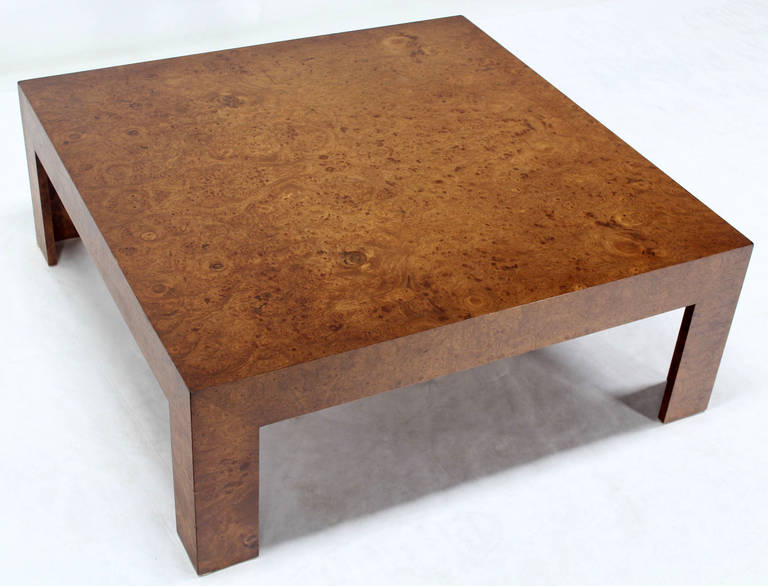 Mid-Century Modern Large Square Burl Walnut Coffee Table by Baughman 1