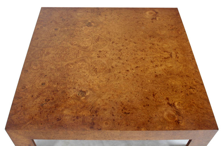 Mid-Century Modern Large Square Burl Walnut Coffee Table by Baughman 2