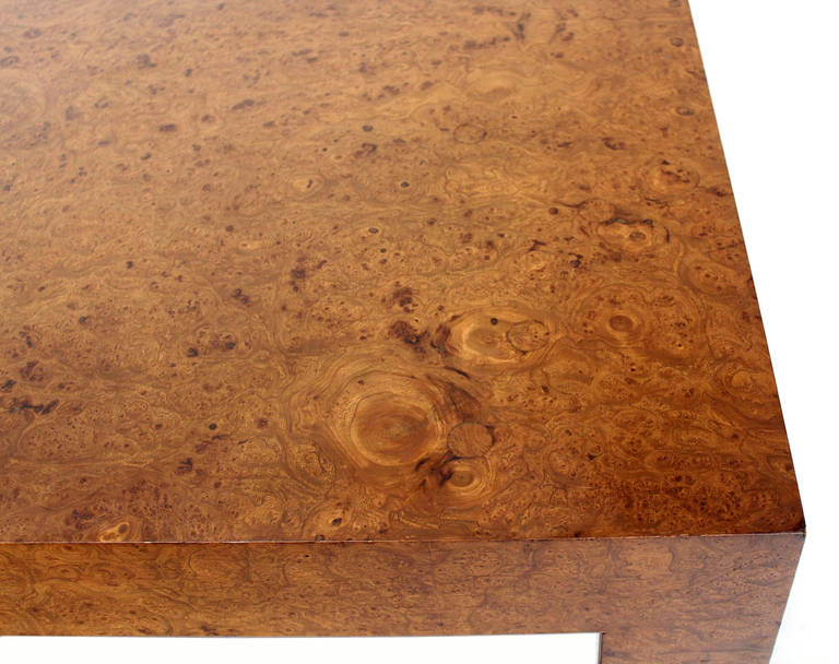 American Mid-Century Modern Large Square Burl Walnut Coffee Table by Baughman