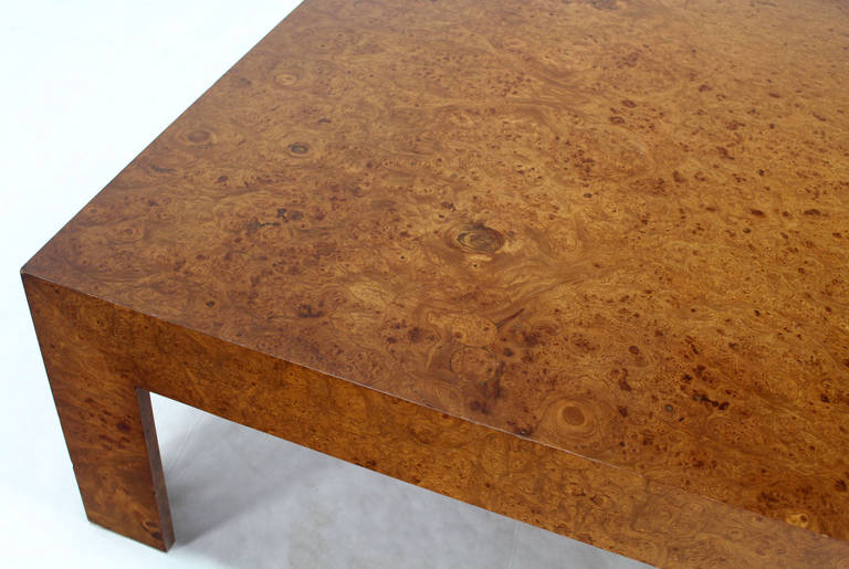 Mid-Century Modern Large Square Burl Walnut Coffee Table by Baughman In Excellent Condition In Rockaway, NJ
